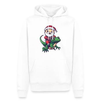 Lézard Père Noël Dessin animé - Sweat à capuche Premium bio Homme - blanc - Devant - Nico (187cm)