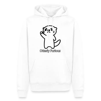 Loutre en colère levant le poing - Otterly Furious - Sweat à capuche Premium bio Homme - blanc - Devant - Nico (187cm)