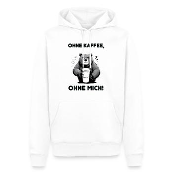 Ohne Kaffee, ohne mich! – Lustiger Bär mit Kaffee - Männer Premium Bio Hoodie - Weiß - Vorne - Nico (187cm)