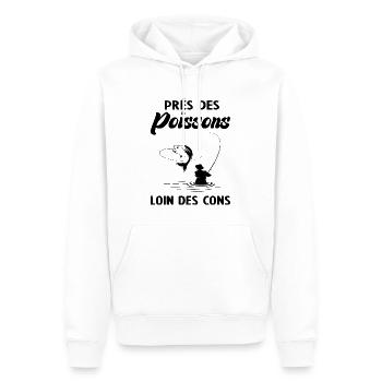 Près Des Poissons Loin Des Cons - Sweat à capuche Premium bio Homme - blanc - Devant - Nico (187cm)