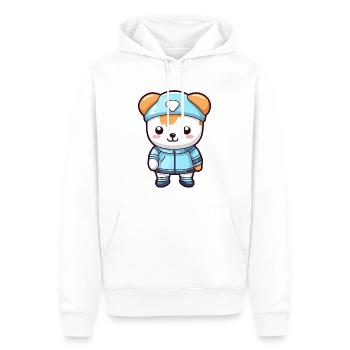 Katze und Hund in Winterkleidung, Gemütliches - Männer Premium Bio Hoodie - Weiß - Vorne - Nico (187cm)