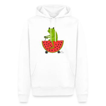Grenouille et pastèque - Sweat à capuche Premium bio Homme - blanc - Devant - Nico (187cm)