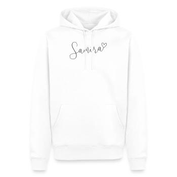 Samira Nom Prénom Jour - Sweat à capuche Premium bio Homme - blanc - Devant - Nico (187cm)
