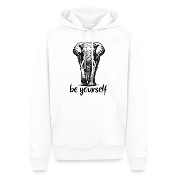 Éléphant - Soyez vous-même - Défense - Ivoire - Sweat à capuche Premium bio Homme - blanc - Devant - Nico (187cm)