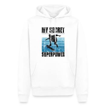 My Secret Superpower Skateboard Skateboarder Skate - Men’s Premium Organic Hoodie - white - Front - Nico (187cm)
