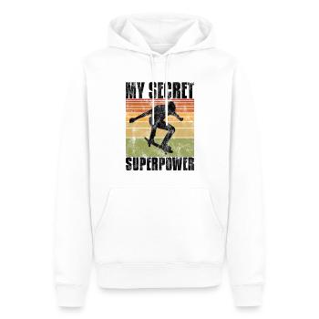 My Secret Superpower Skateboard Skateboarder Skate - Men’s Premium Organic Hoodie - white - Front - Nico (187cm)