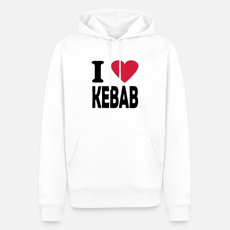 kebab - Premium økologisk hettegenser for menn - hvit