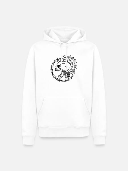 Skull Chain Punk - Black - Männer Premium Bio Hoodie - Weiß