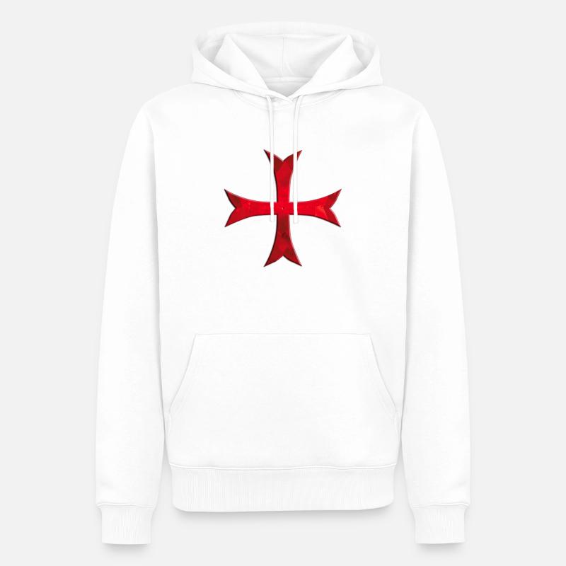 Croix de Templar simplement rouge - Sweat à capuche Premium bio Homme - blanc