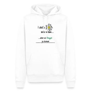 I dät's scho | Allgäu Tassen & Zubehör - Männer Premium Bio Hoodie - Weiß - Vorne - Nico (187cm)