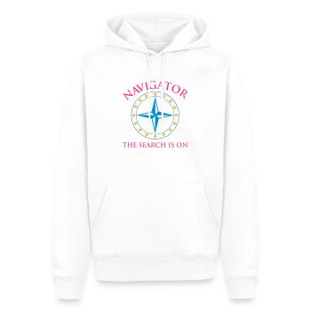 Navigator - Men’s Premium Organic Hoodie - white - Front - Nico (187cm)