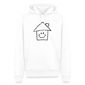 Lustiges Comic Smiley Haus - Männer Premium Bio Hoodie - Weiß - Vorne - Nico (187cm)