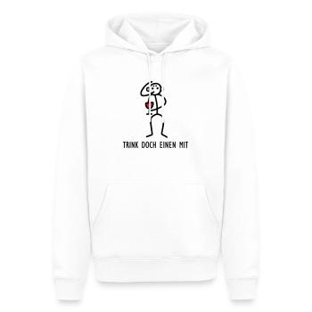 Trink doch einen mit - V2 - Männer Premium Bio Hoodie - Weiß - Vorne - Nico (187cm)