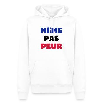 Même pas Peur - Sweat à capuche Premium bio Homme - blanc - Devant - Nico (187cm)