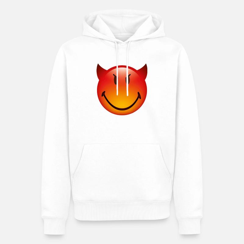Smiley Glossy Devil - Männer Premium Bio Hoodie - Weiß