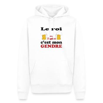 Le roi de l'apéro c'est mon gendre - Sweat à capuche Premium bio Homme - blanc - Devant - Nico (187cm)