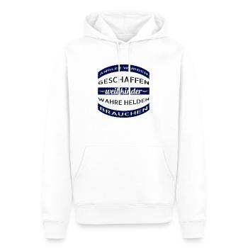 Angler wurden geschaffen weil Kinder wahre Helden - Männer Premium Bio Hoodie - Weiß - Vorne - Nico (187cm)