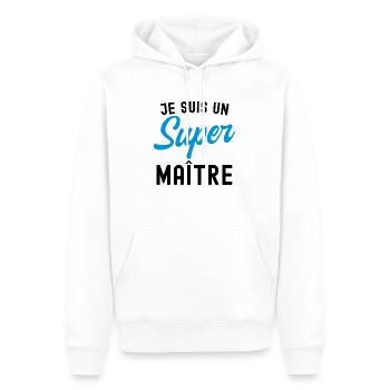 je suis un super maître - Sweat à capuche Premium bio Homme - blanc - Devant - Nico (187cm)
