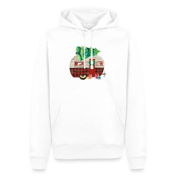 Fun Camping Noël Camping Caravane - Sweat à capuche Premium bio Homme - blanc - Devant - Nico (187cm)