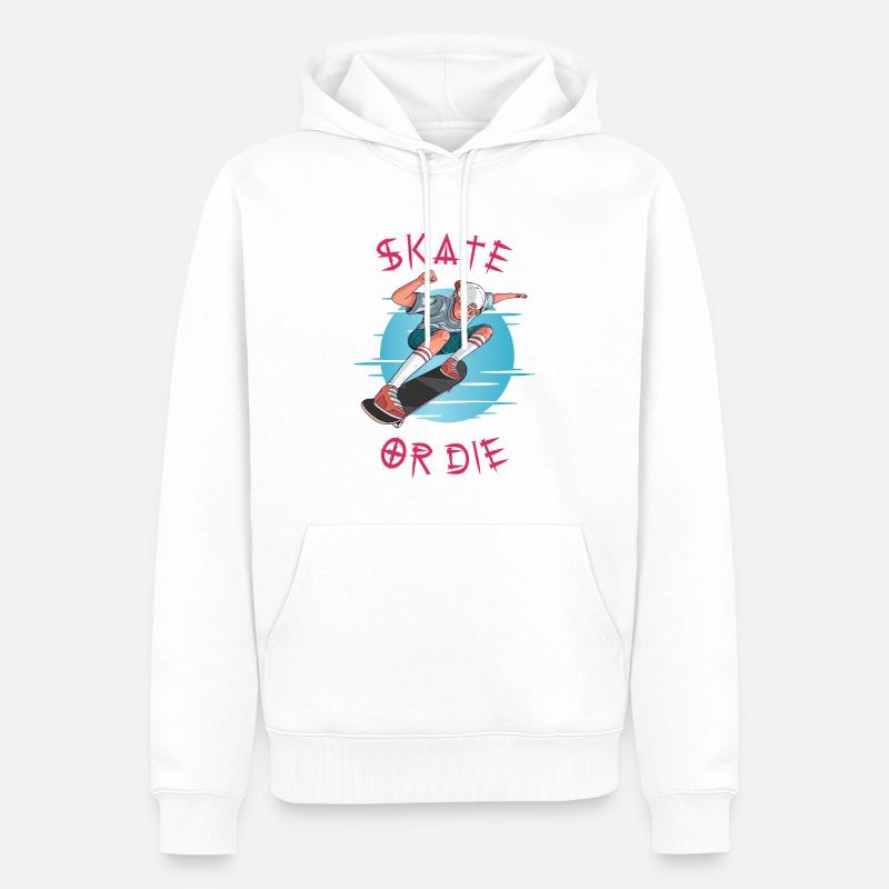 Skate oder stirb Skateboarder Junge - Männer Premium Bio Hoodie - Weiß