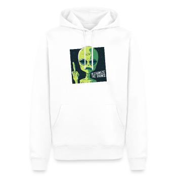 Reconnaissez les signes. Doigt d’honneur Fuck You - Sweat à capuche Premium bio Homme - blanc - Devant - Nico (187cm)
