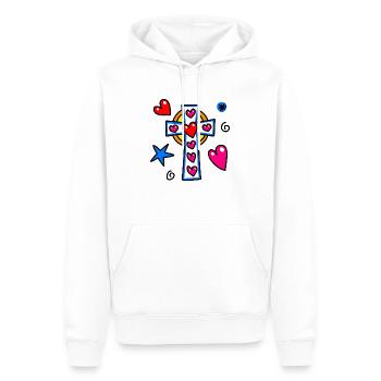 Doodle Cross Symbol - Men’s Premium Organic Hoodie - white - Front - Nico (187cm)