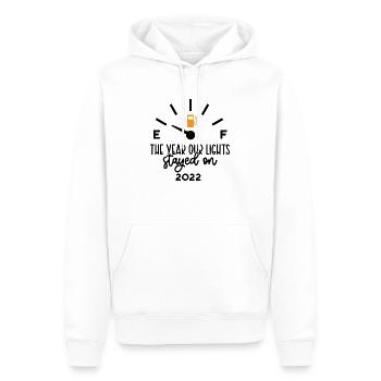 the year our lights stayed on - Männer Premium Bio Hoodie - Weiß - Vorne - Nico (187cm)
