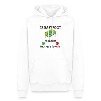 le babyfoot m appelle / humour baby-foot - Sweat à capuche Premium bio Homme - blanc - Devant - Nico (187cm)