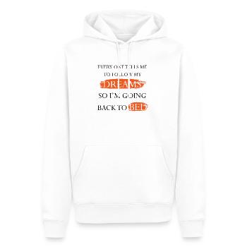 Me coucher pour suivre mes rêves - Sweat à capuche Premium bio Homme - blanc - Devant - Nico (187cm)