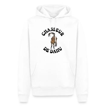 chasseur de dahu - Sweat à capuche Premium bio Homme - blanc - Devant - Nico (187cm)
