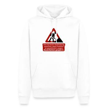 Der kürzeste Weg... und dann eine Baustelle. - Männer Premium Bio Hoodie - Weiß - Vorne - Nico (187cm)