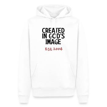 Créé à l’image de Dieu est 2004 - Sweat à capuche Premium bio Homme - blanc - Devant - Nico (187cm)