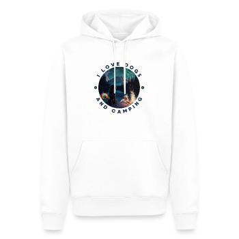 I Love Dogs And Camping und Berge Coole Art-Motive - Männer Premium Bio Hoodie - Weiß - Vorne - Nico (187cm)