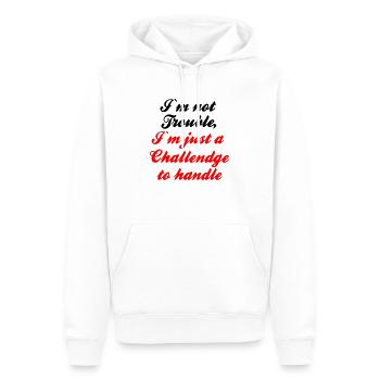 Je ne suis pas Trouble Je suis juste un Challendge à gérer - Sweat à capuche Premium bio Homme - blanc - Devant - Nico (187cm)