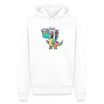 Kawaii Mignon Happy Colorful Dino avec des lunettes de soleil - Sweat à capuche Premium bio Homme - blanc - Devant - Nico (187cm)