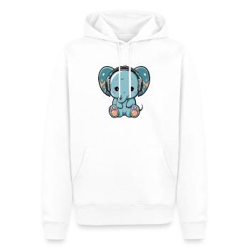 Kawaii Mignon Happy Colorful Elephant avec casque - Sweat à capuche Premium bio Homme - blanc - Devant - Nico (187cm)