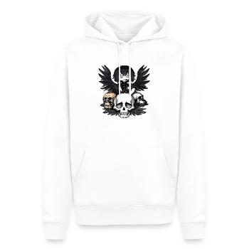 Rabe sitzt auf einem Schädel - Männer Premium Bio Hoodie - Weiß - Vorne - Nico (187cm)