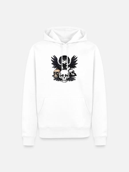 Raven sitting on a skull - Men’s Premium Organic Hoodie - white