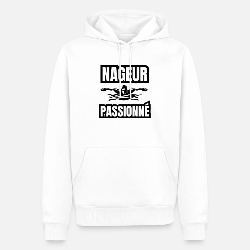 nageur passionné - Sweat à capuche Premium bio Homme - blanc