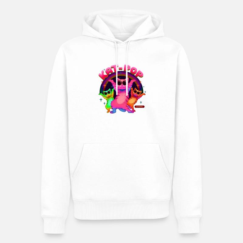 KAT POP - Männer Premium Bio Hoodie - Weiß