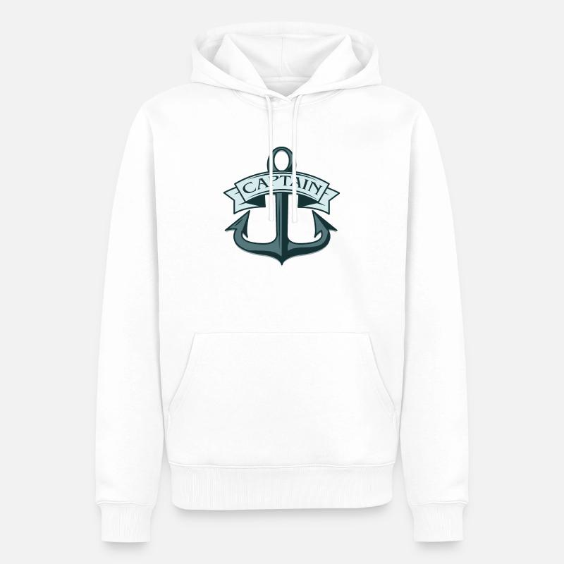 Capitaine de navire Ancre - Sweat à capuche Premium bio Homme - blanc