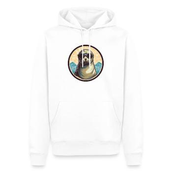 Phoque mignon - Sweat à capuche Premium bio Homme - blanc - Devant - Nico (187cm)
