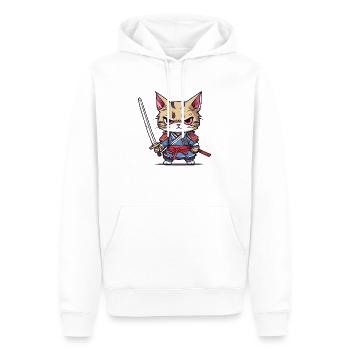 Samurai-Katze #1 - Männer Premium Bio Hoodie - Weiß - Vorne - Nico (187cm)