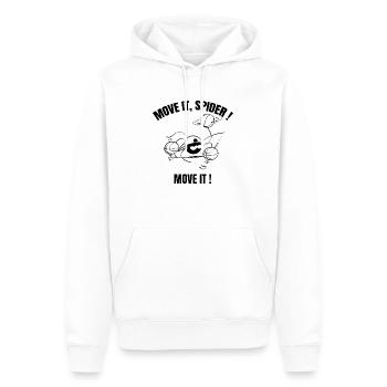 Beth l'araignée - Le basket (version texte) - Sweat à capuche Premium bio Homme - blanc - Devant - Nico (187cm)