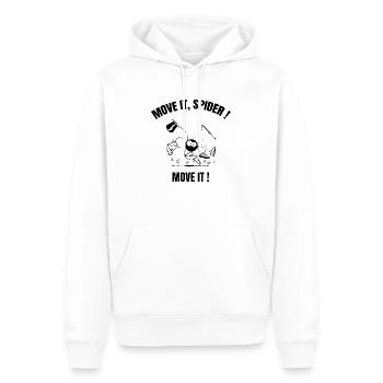Beth the Spider - Tap Dancing (with text) - Men’s Premium Organic Hoodie - white - Front - Nico (187cm)