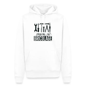 Humour bricolage - Sweat à capuche Premium bio Homme - blanc - Devant - Nico (187cm)