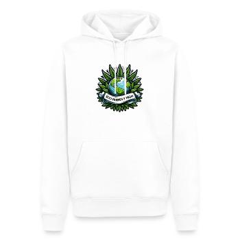 « Effet écologique » : T-shirt Earth & Cannabis Unity - Sweat à capuche Premium bio Homme - blanc - Devant - Nico (187cm)