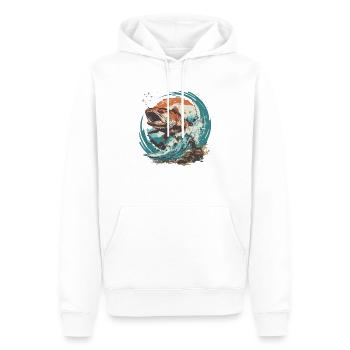 Pêche Pêche Excursion Poisson Lac Canne à pêche pêcheur - Sweat à capuche Premium bio Homme - blanc - Devant - Nico (187cm)