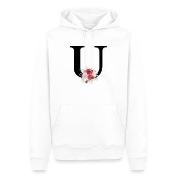 Roter floraler U-Buchstabe - Männer Premium Bio Hoodie - Weiß - Vorne - Nico (187cm)