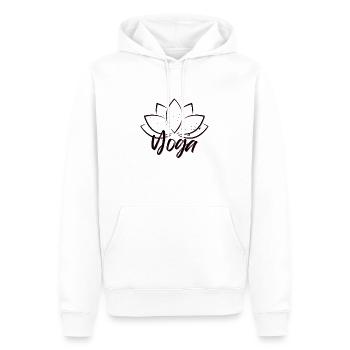 Yoga Fleur de lotus - Sweat à capuche Premium bio Homme - blanc - Devant - Nico (187cm)